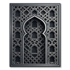 Sophisticated Silver Geometric Arch Lattice Rug