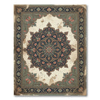 Vintage Indigo Floral Medallion Frame Rug