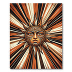 Radiant Amber Sunburst Ancient Face Rug