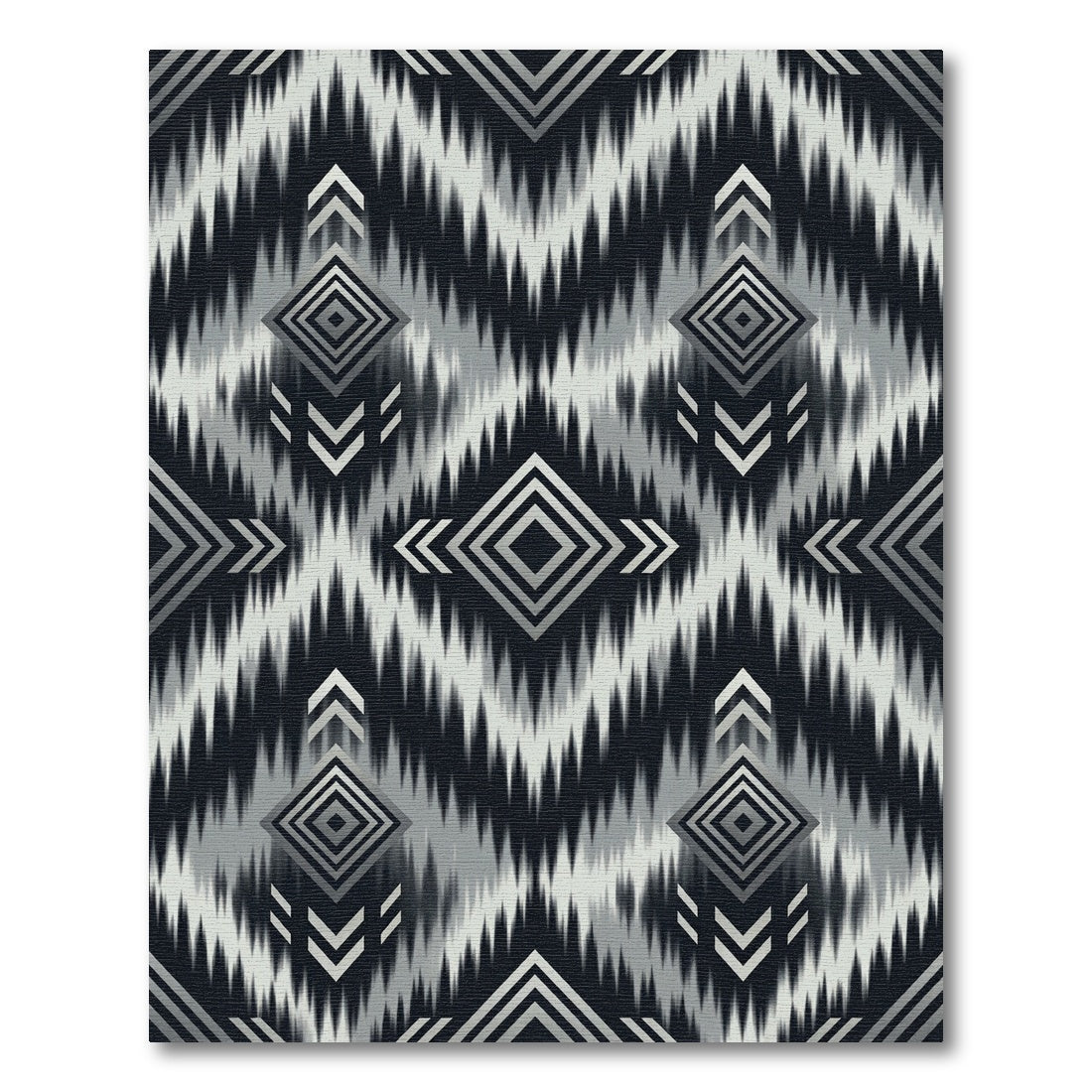 Monochrome Diamond Tribal Ikat Rug