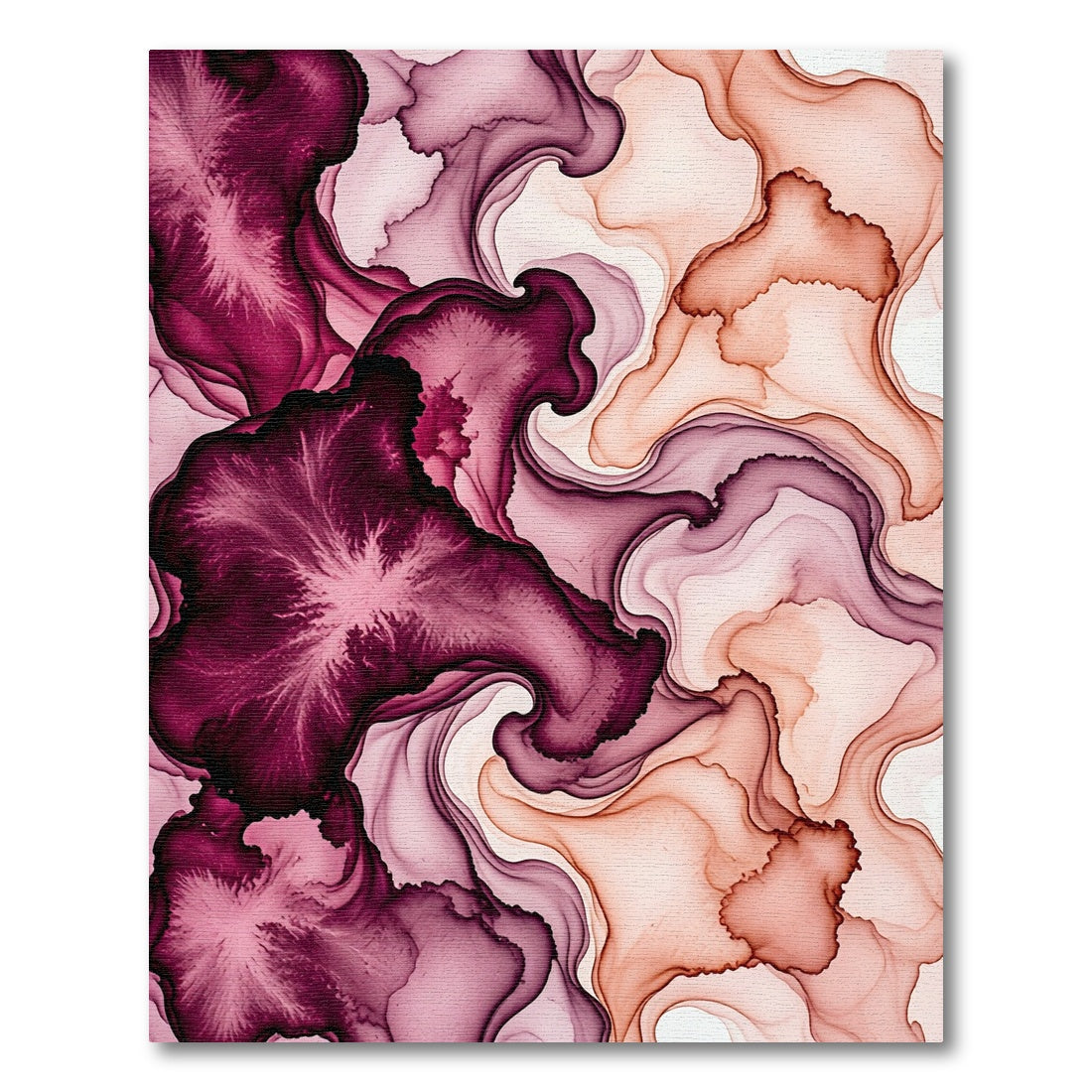 Abstract Burgundy and Peach Fluid Wave Rug