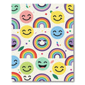 Cheerful Rainbow Smiley Faces Playful Rug