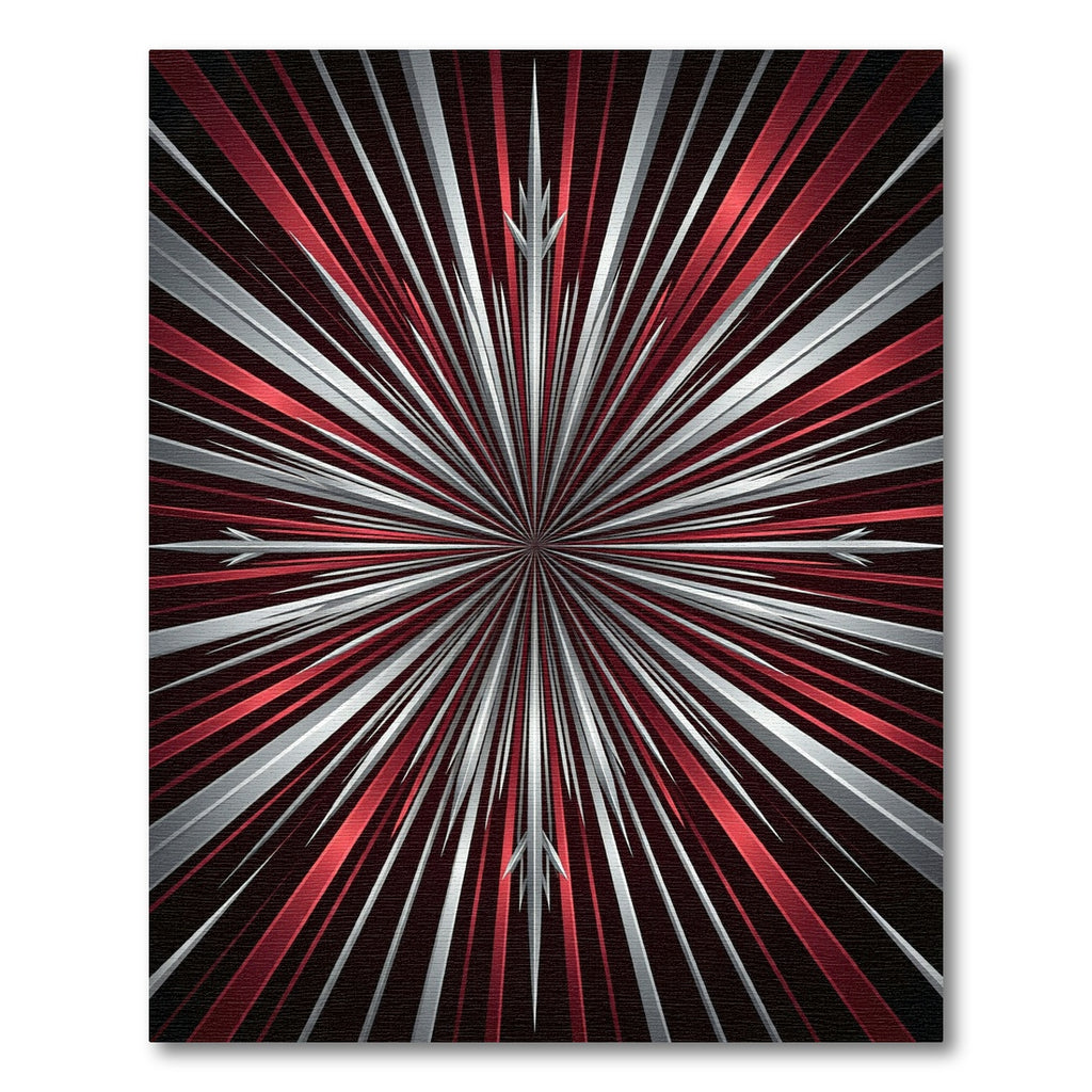 Red Silver Radial Burst Rug
