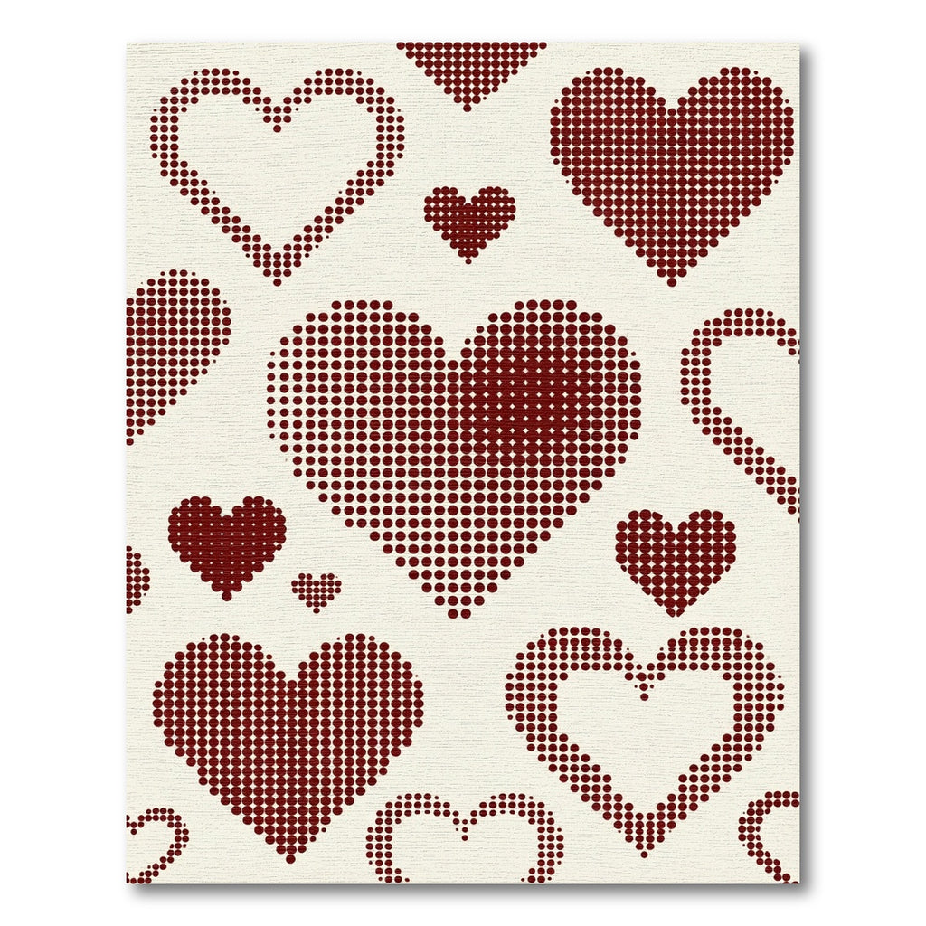 Pixelated Maroon Heart Halftone Art Rug