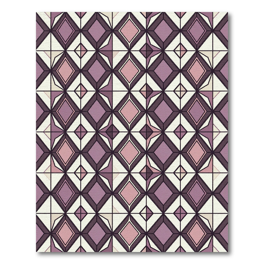 Plum and Blush Geometric Diamond Lattice Rug