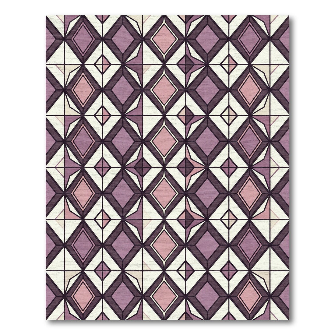 Plum and Blush Geometric Diamond Lattice Rug