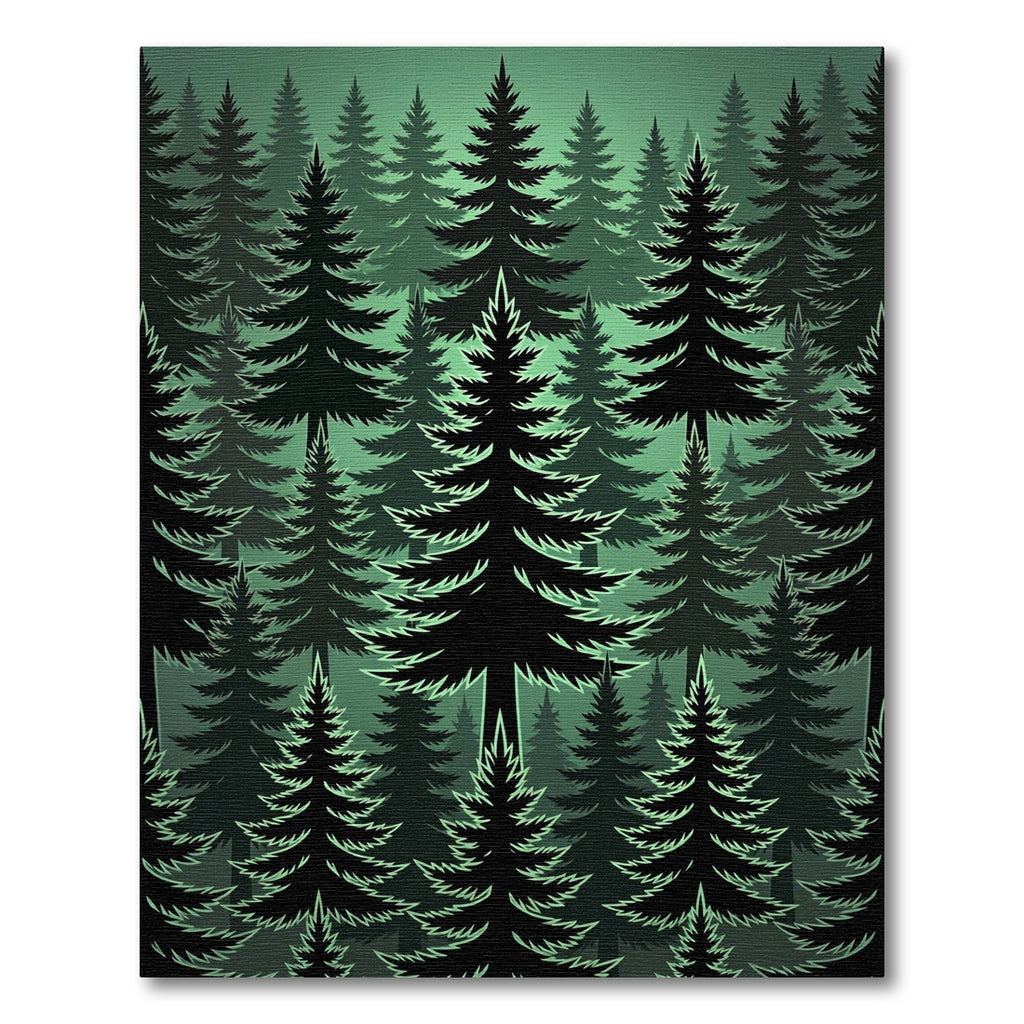 Dark Green Forest Evergreen Trees Rug