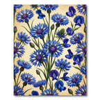 Blue Cornflower Blooms Botanical Scene Rug