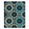 Teal and Gold Geometric Hexagon Rug