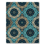 Teal and Gold Geometric Hexagon Rug