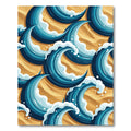 Coastal Blue Overlapping Ocean Wave Decor Rug
