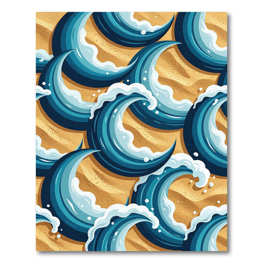 Coastal Blue Overlapping Ocean Wave Decor Rug