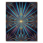 Vibrant Blue Gold Art Deco Starburst Rug