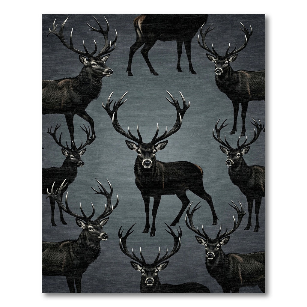 Majestic Black Deer Antler Arrangement Rug