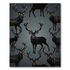 Majestic Black Deer Antler Arrangement Rug