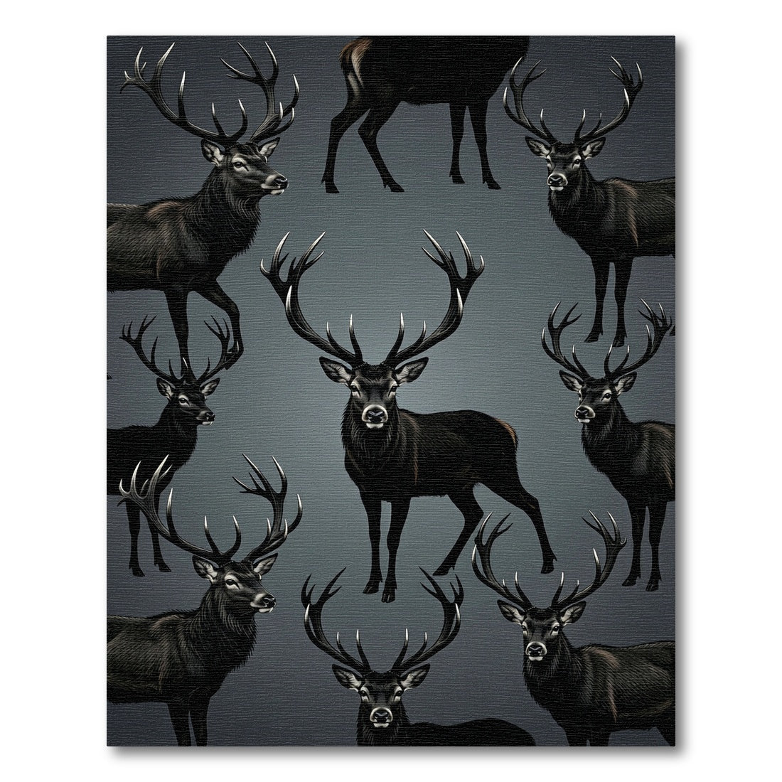 Majestic Black Deer Antler Arrangement Rug