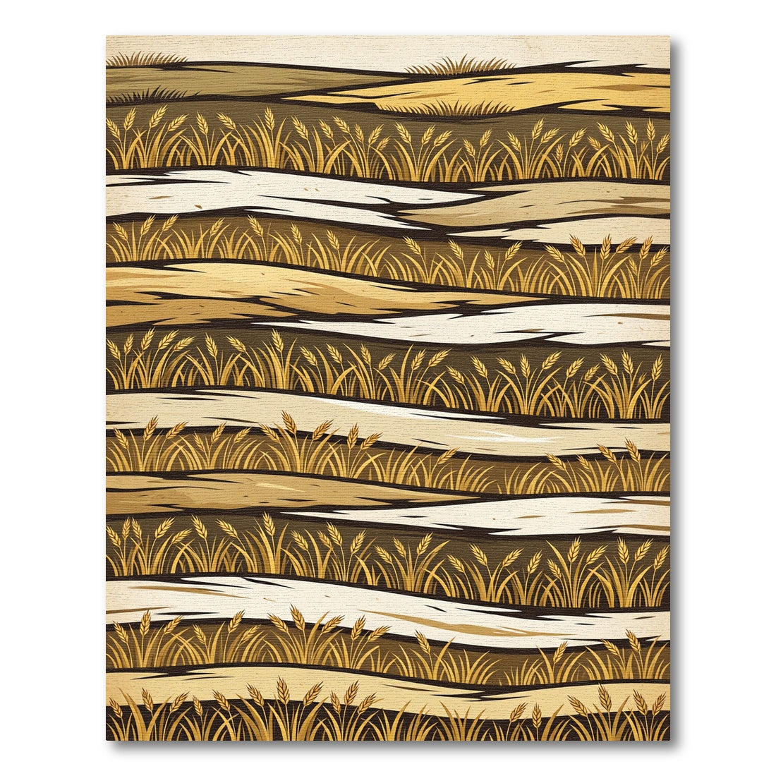 Golden Wheat Field Wavy Stripe Art Rug