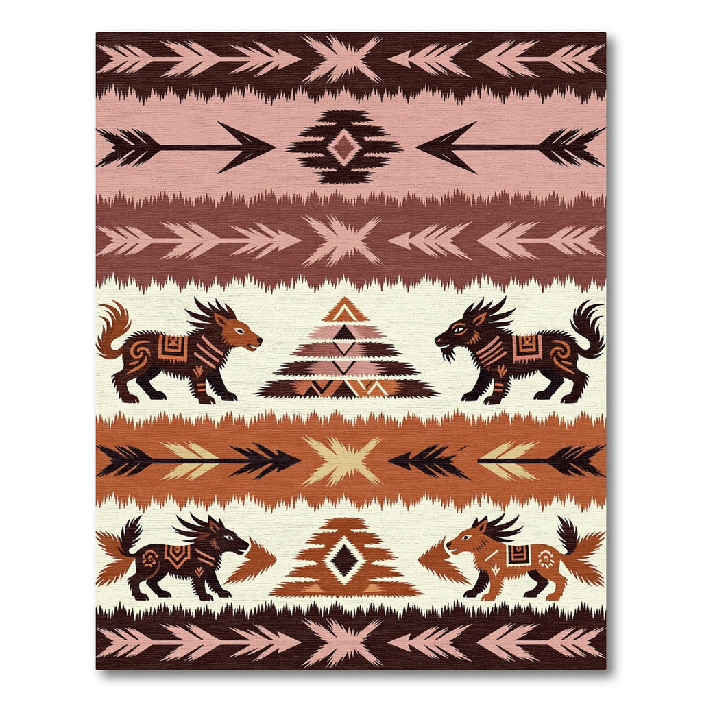 Rustic Brown Wolf Arrow Tribal Rug