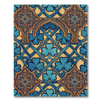 Ornate Gold Blue Clover Trefoil Interlace Rug