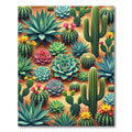 Vibrant Desert Succulent and Cacti Arrangement Rug