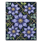 Elegant Violet Clematis Lattice Floral Rug
