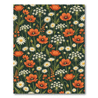 Botanical Orange Poppy Daisy Meadow Rug