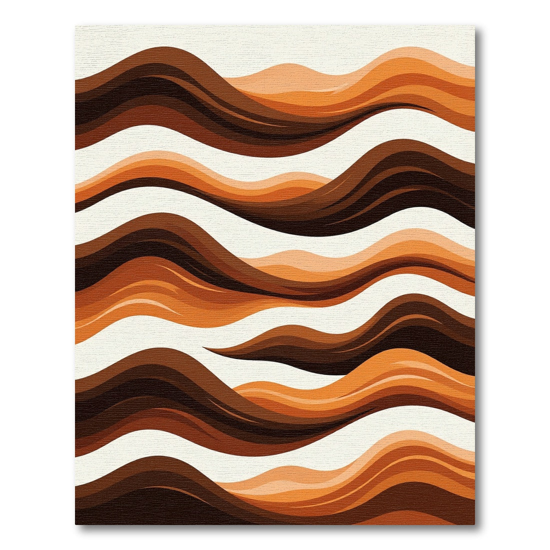 Abstract Earthy Brown Wave Stripe Rug