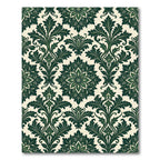 Emerald Green Damask Floral Medallion Rug