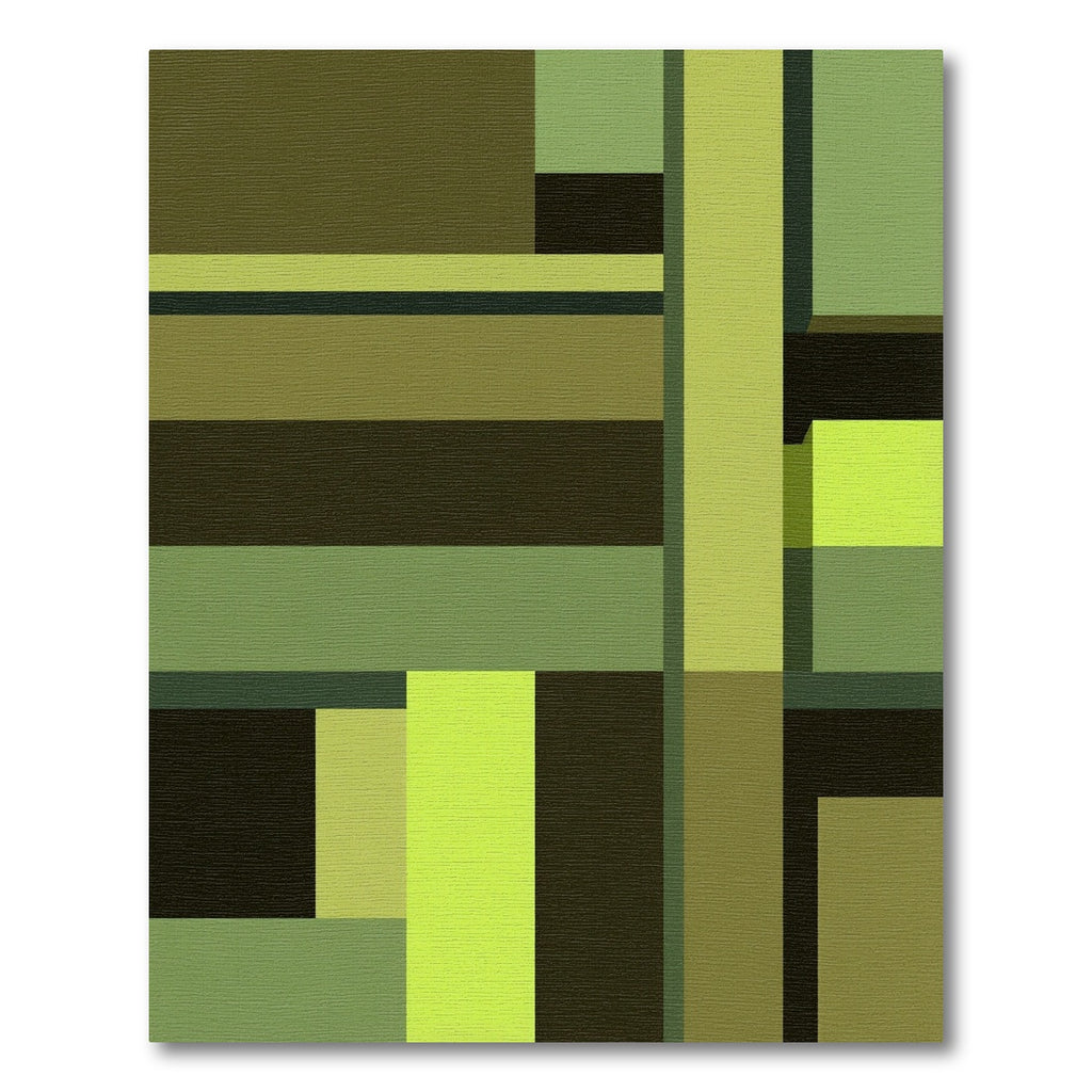 Green Geometric Abstract Rectangles Rug
