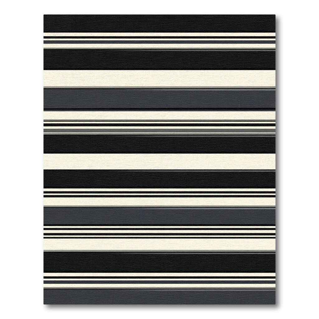 Modern Black Cream Striped Rug