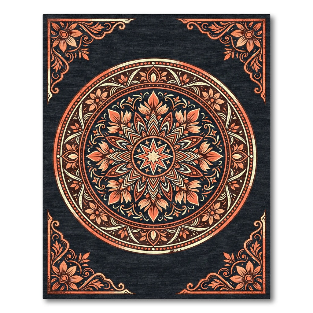 Ornate Coral Mandala Floral Medallion Rug