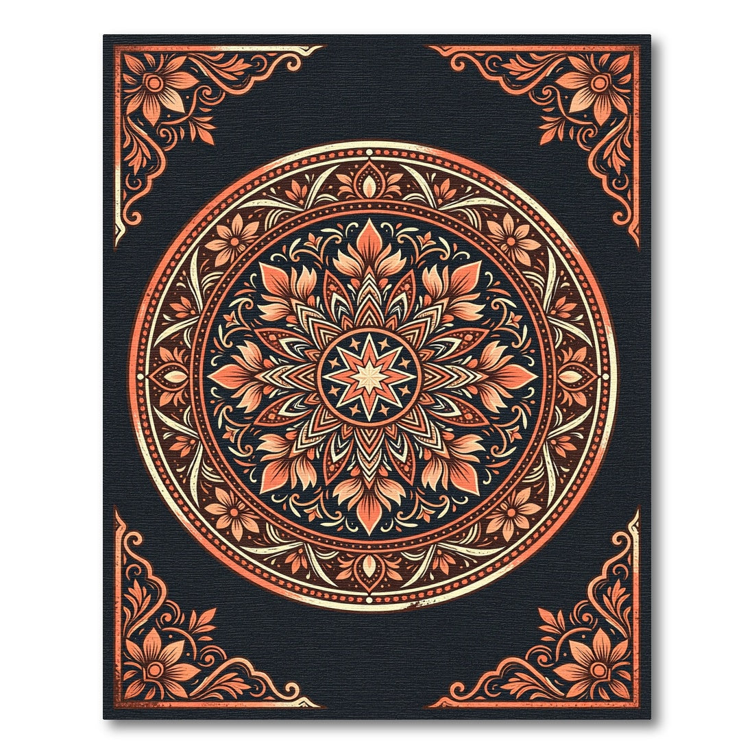 Ornate Coral Mandala Floral Medallion Rug