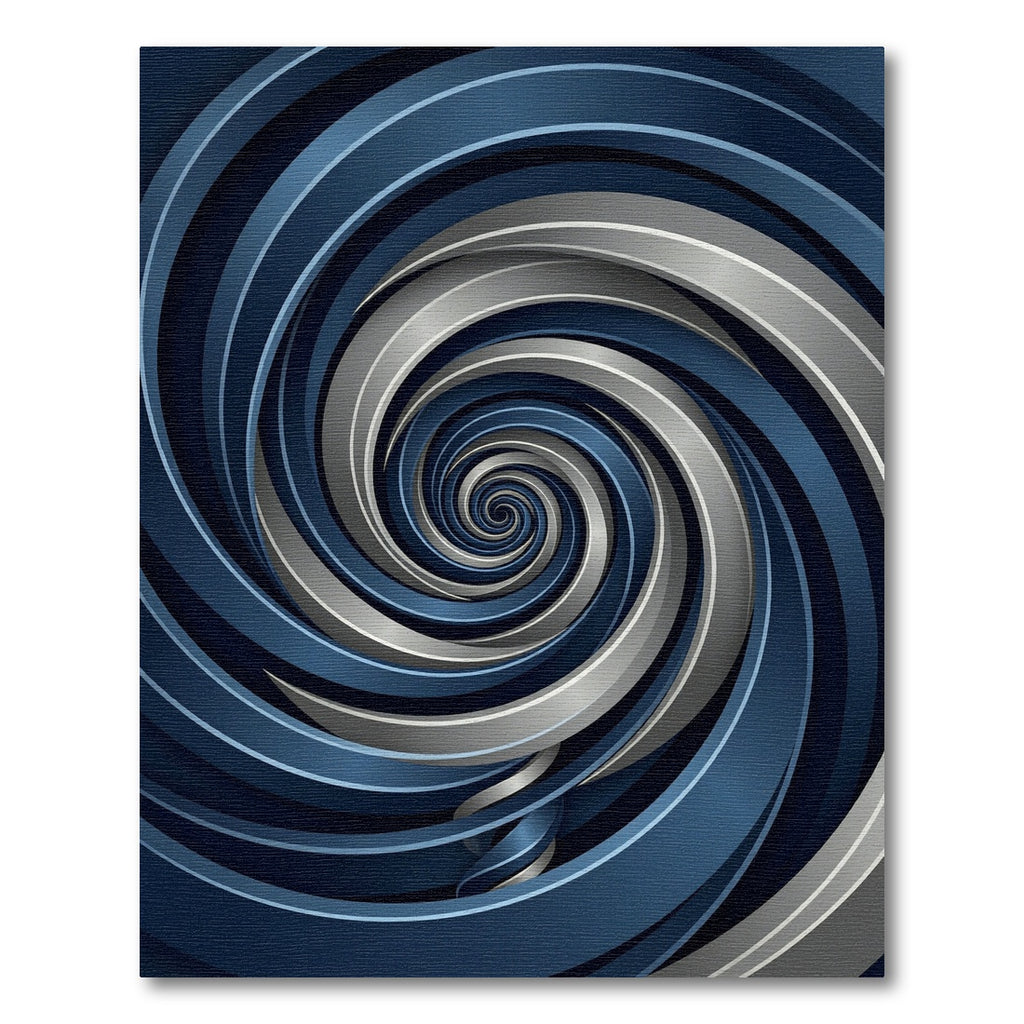 Modern Metallic Navy Silver Swirl Rug