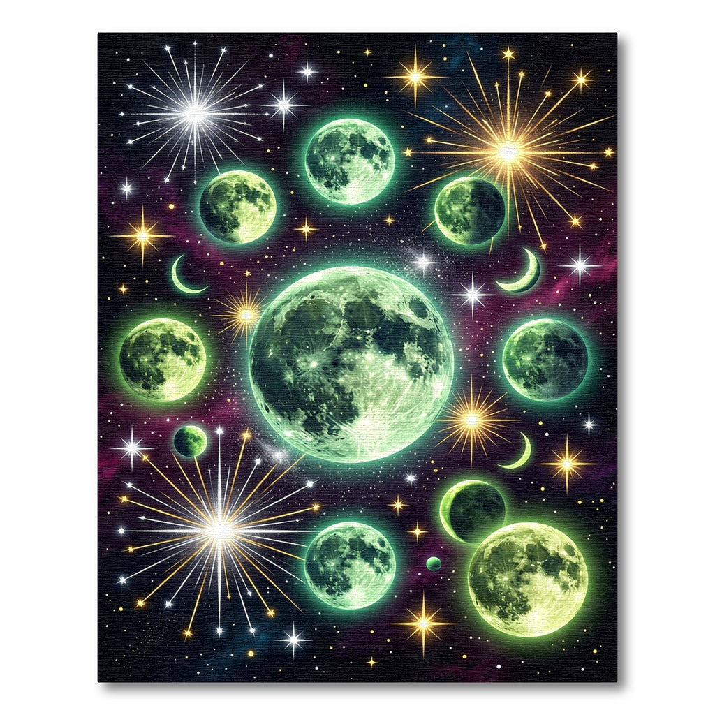 Cosmic Neon Moons Starbursts Rug