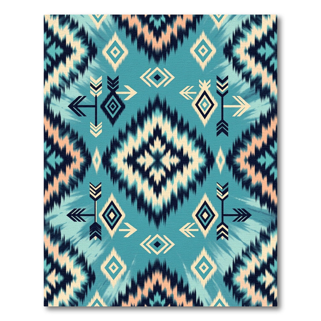 Teal Southwestern Arrow Diamond Folk Rug