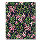 Delicate Pink Blossom Branch Floral Dark Rug