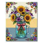 Vibrant Sunflower Bouquet Mason Jar Art Rug