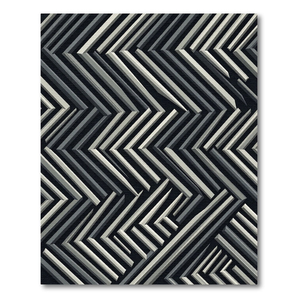 Monochrome Geometric Chevron Zigzag Art Rug