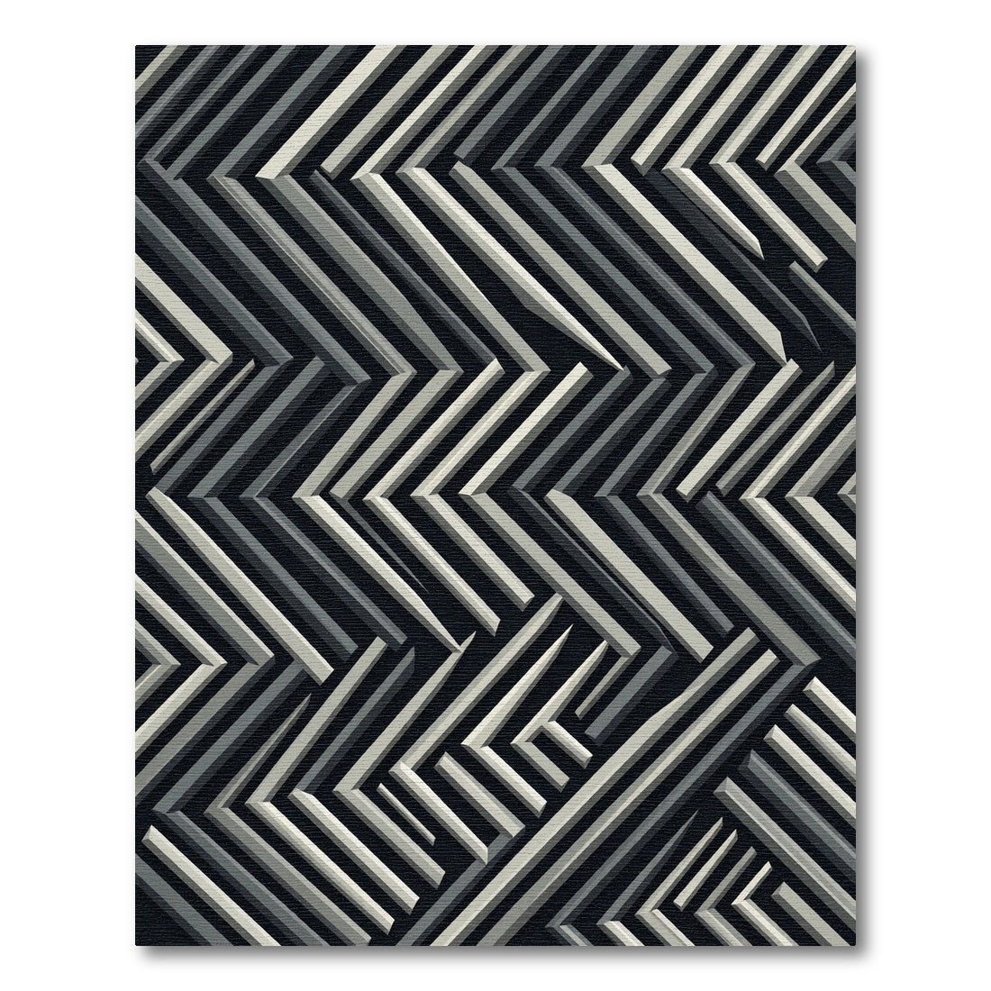 Monochrome Geometric Chevron Zigzag Art Rug
