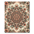 Elegant Peach Floral Medallion Illustration Rug