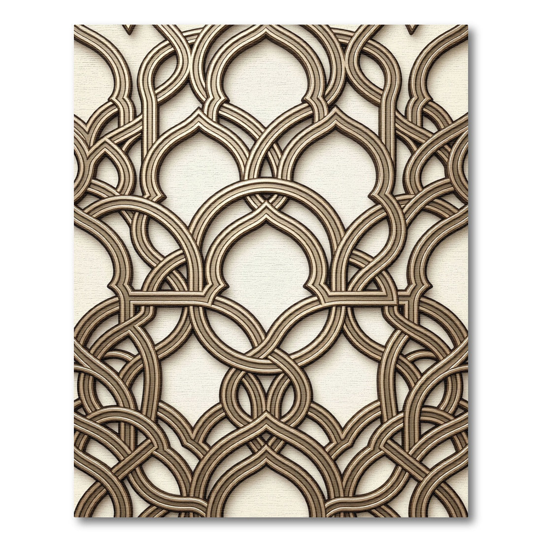 Interlocking Geometrical Arches Neutral Tone Rug