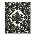 Elegant Charcoal Baroque Damask Scroll Rug