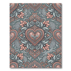 Coral Pink Heart Paisley Flourish Rug