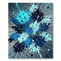 Dynamic Navy and Cyan Ink Splash Rug