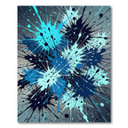 Dynamic Navy and Cyan Ink Splash Rug