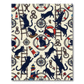Nautical Black Cats Lighthouse Compass Rope Rug