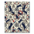 Nautical Black Cats Lighthouse Compass Rope Rug