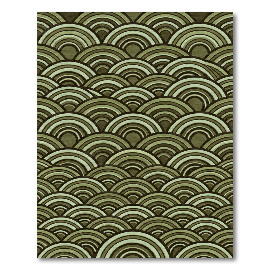 Sage Green Scalloped Arch Waves Rug