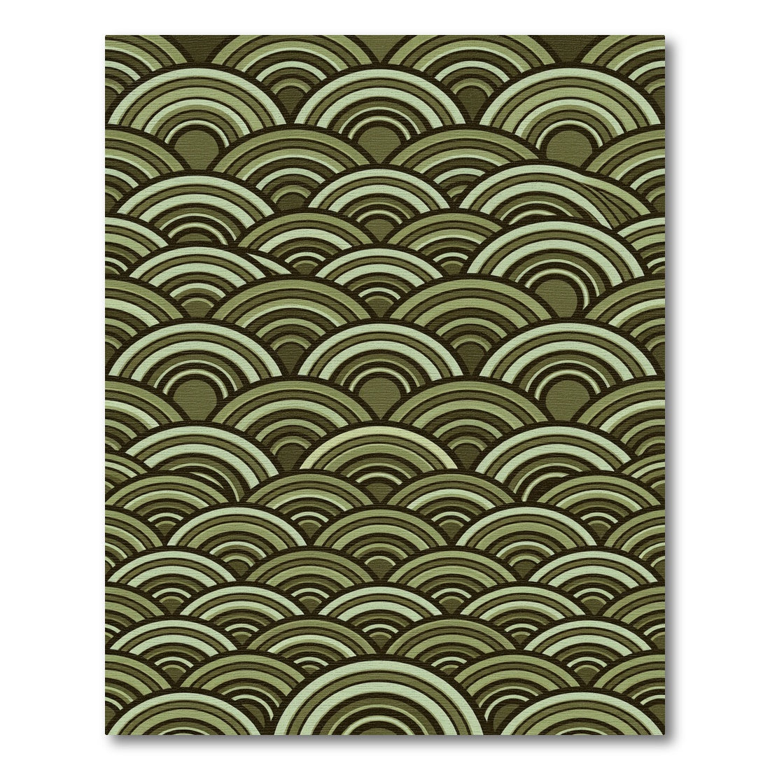 Sage Green Scalloped Arch Waves Rug