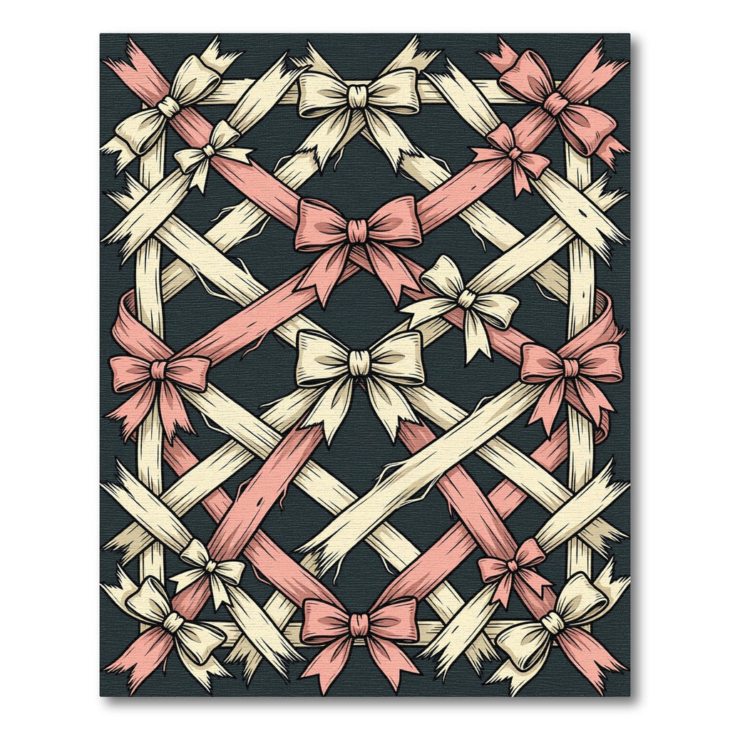Elegant Cream and Rose Interlocking Bows Rug